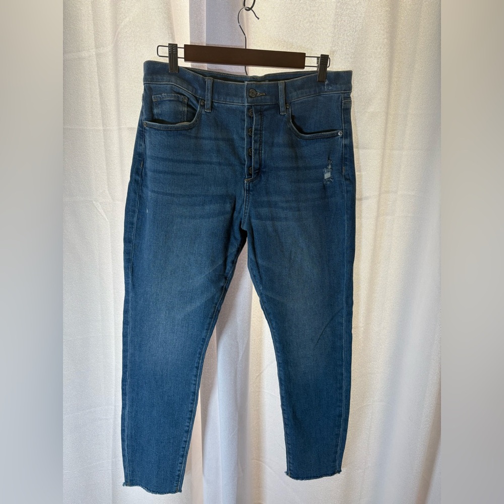 LOFT HIGH RISE SLIM POCKET THE‎ SKINNY JEANS SIZE 31 12 BUTTON FLY EUC 468